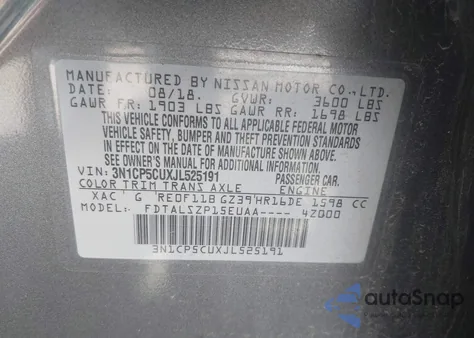 2018 Nissan Kicks Sv from USA, damaged, VIN 3N1CP5CUXJL525191